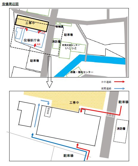 新庁舎への通路案内（変更）